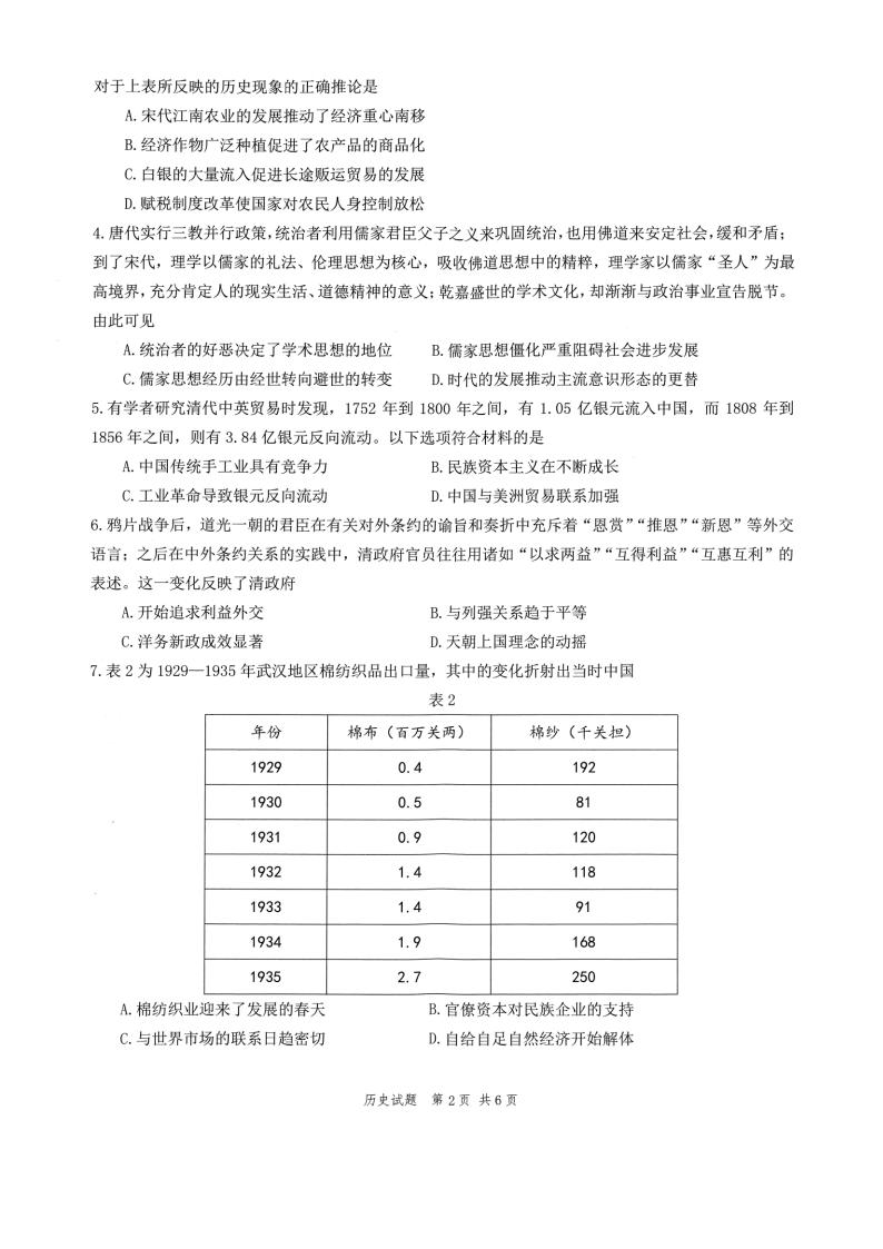 2022年八省联考汗青试卷第2页
