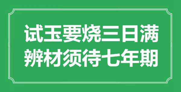 “试玉要烧三日满,辨材须待七年期”是甚么意义,来由是那里