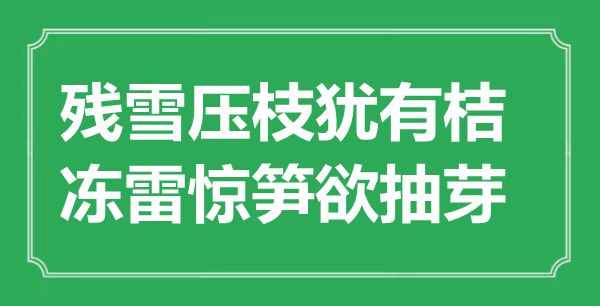 “残雪压枝犹有桔，冻雷惊笋欲发芽”是甚么意义,来由是那里