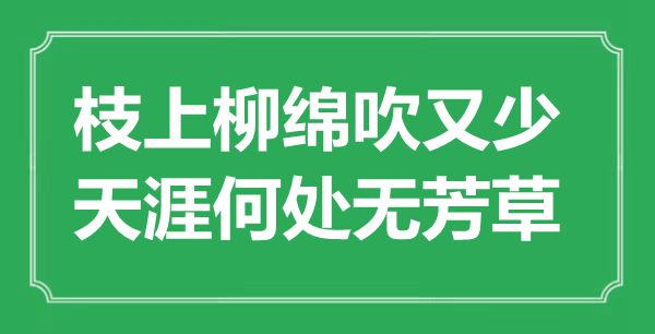 “枝上柳绵吹又少，海角那边无芳草”是甚么意义,来由是那里