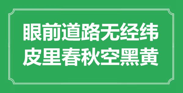 “面前途径无经纬，皮里年龄空黑黄”是甚么意义,来由是那里