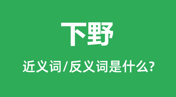 下野的近义词和反义词是甚么,下野是甚么意义