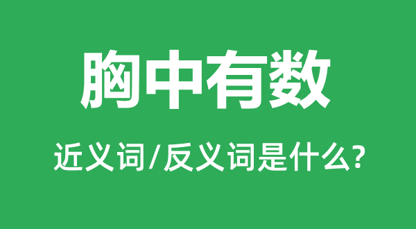 胸中稀有的近义词和反义词是甚么,胸中稀有是甚么意义