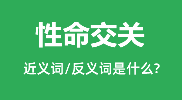 人命交关的近义词和反义词是甚么,人命交关是甚么意义