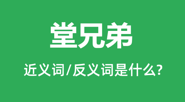从兄弟的近义词和反义词是甚么,从兄弟是甚么意义