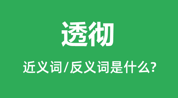 透辟的近义词和反义词是甚么,透辟是甚么意义