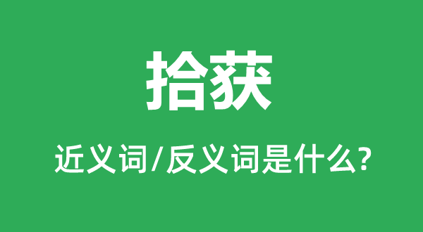 拾获的近义词和反义词是甚么,拾获是甚么意义