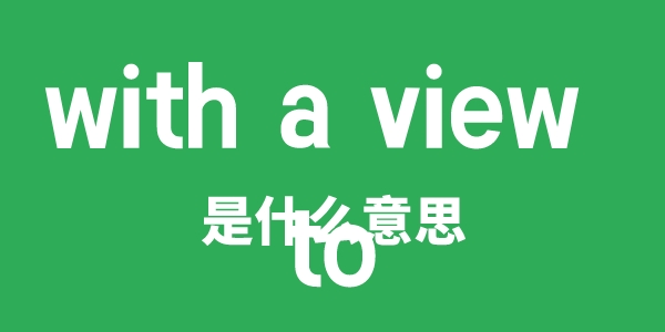 with a view to是甚么意义