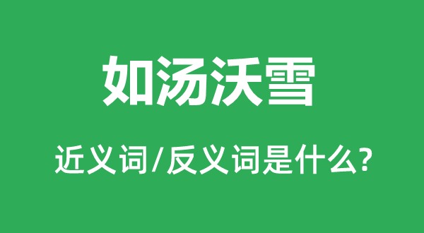 如汤沃雪的近义词和反义词是甚么,如汤沃雪是甚么意义