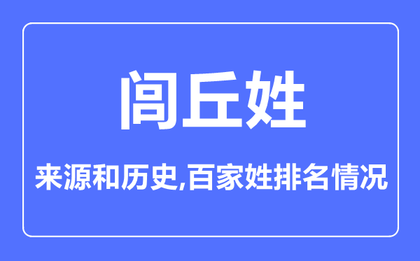 闾丘姓的来历和汗青,闾丘姓在百家姓排名第几?