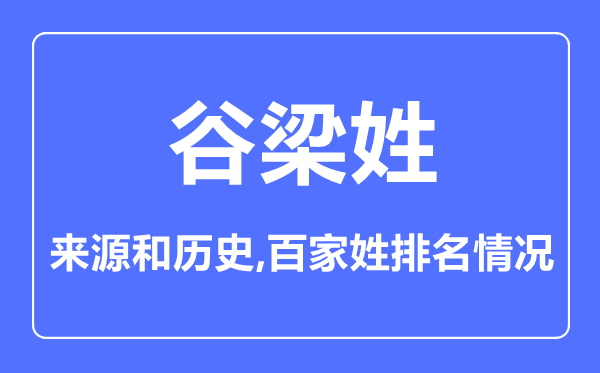 谷梁姓的来历和汗青,谷梁姓在百家姓排名第几?