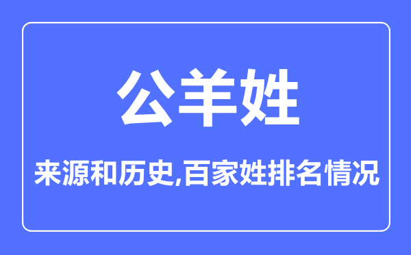 公羊姓的来历和汗青,公羊姓在百家姓排名第几?