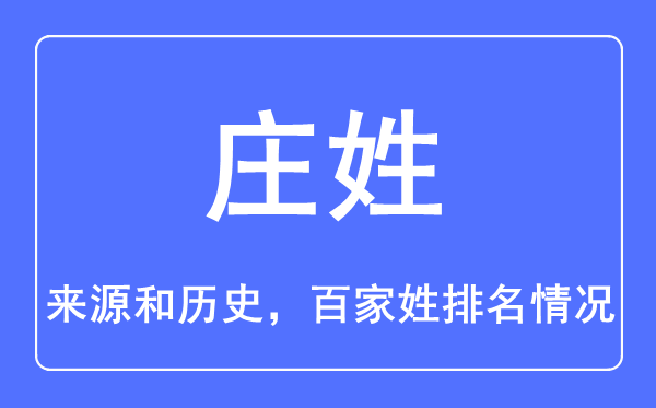 庄姓的来历和汗青,庄姓在百家姓排名第几？