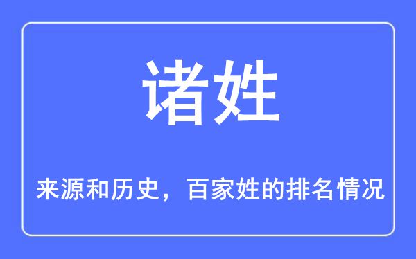 诸姓的来历和汗青,诸姓在百家姓排名第几?