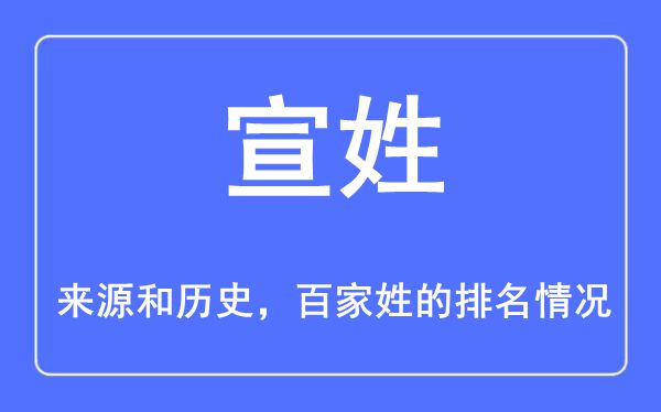宣姓的来历和汗青,宣姓在百家姓排名第几？