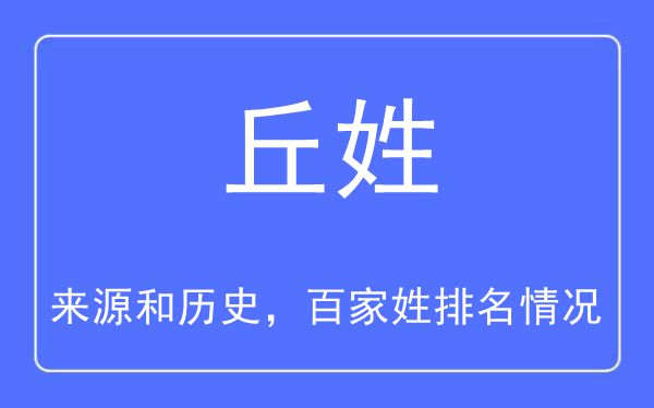 丘姓的来历和汗青,丘姓在百家姓排名第几?