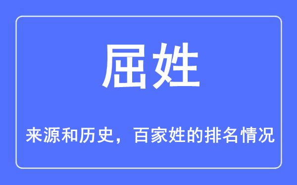 屈姓的来历和汗青,屈姓在百家姓排名第几？