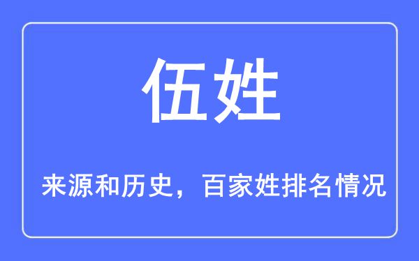 伍姓的来历黄汗青,伍姓在百家姓排名第几？