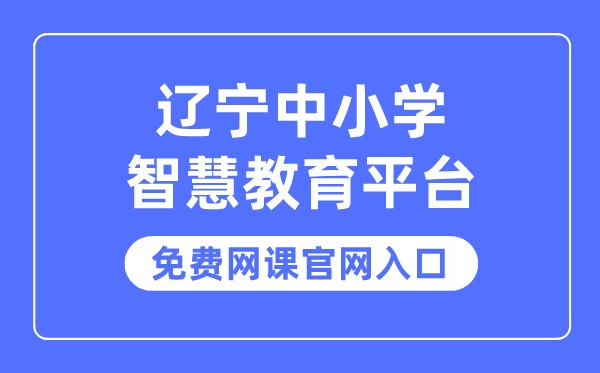 辽宁中小学聪明教导平台收费网课官网进口