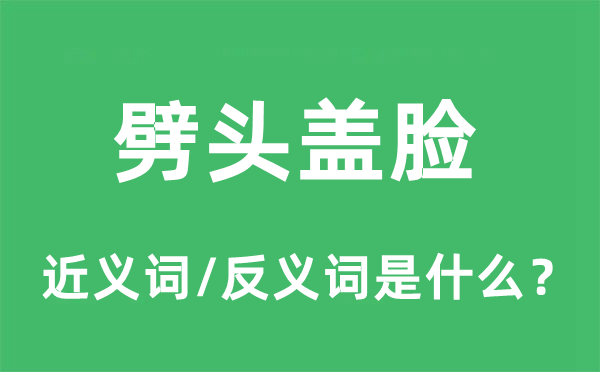 劈脸盖脸的近义词和反义词是甚么,劈脸盖脸是甚么意义