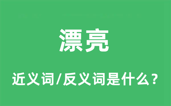 标致的近义词和反义词是甚么,标致是甚么意义