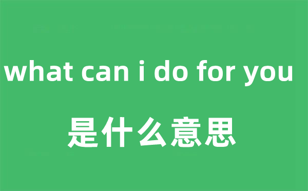 what can i do for you是甚么意义