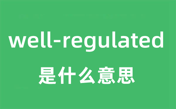 well-regulated是甚么意义