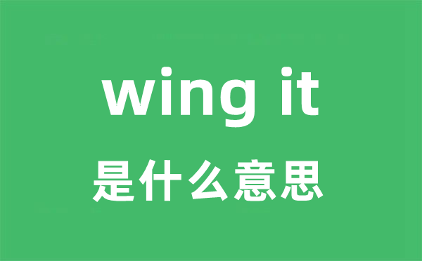 wing it是甚么意义