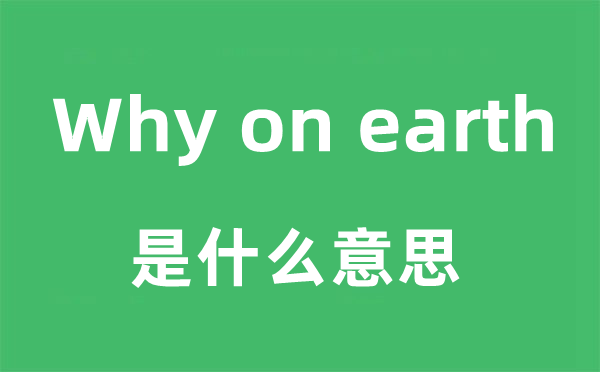 Why on earth是甚么意义