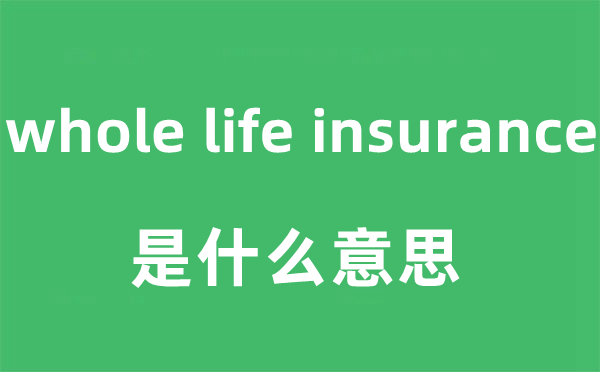 whole life insurance是甚么意义