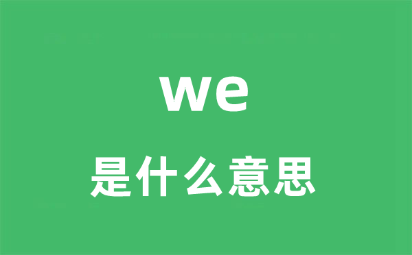 we是甚么意义