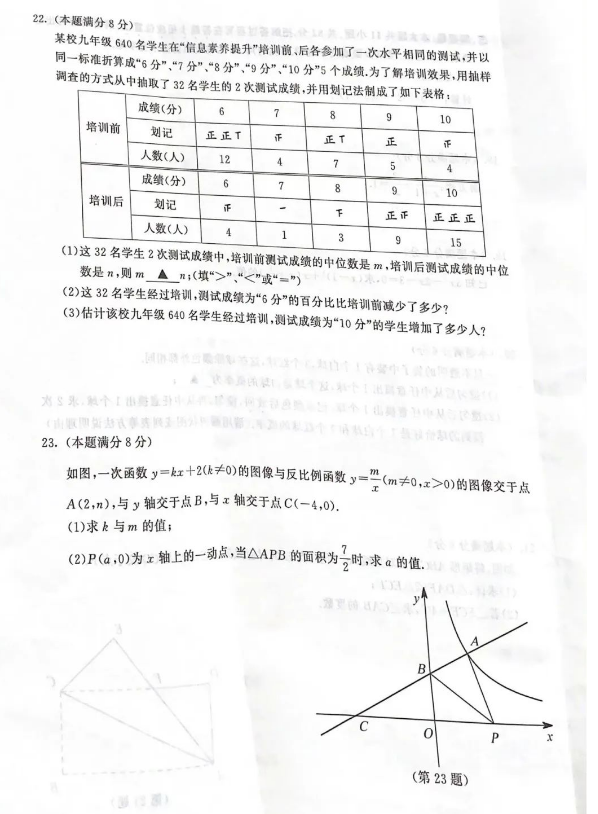 2023年姑苏市中考数学试卷真题及谜底