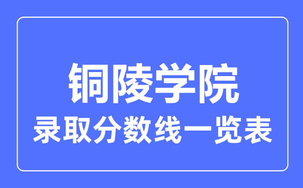 2023年高考几多分能上铜陵学院？附各省登科分数线