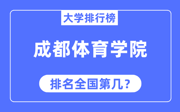 成都体育学院排名天下第几,2023年最新天下排名几多