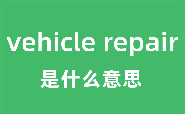 vehicle repair是甚么意义