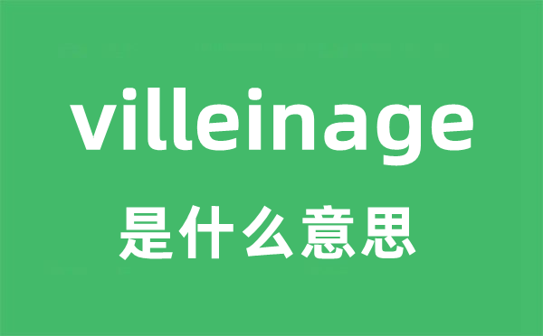 villeinage是甚么意义