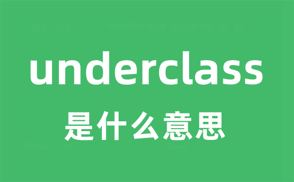 underclass是甚么意义