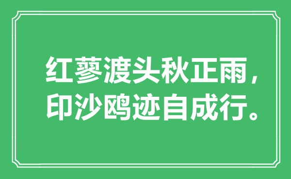 “红蓼渡头秋正雨，印沙鸥迹自成行”是甚么意义,来由是那里