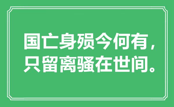 “国亡身殒今何有，只留离骚在人世”是甚么意义,来由是那里