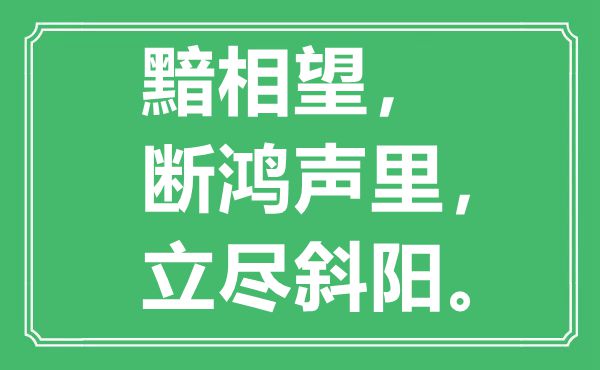 “黯相望，断鸿声里，立尽落日”是甚么意义,来由是那里