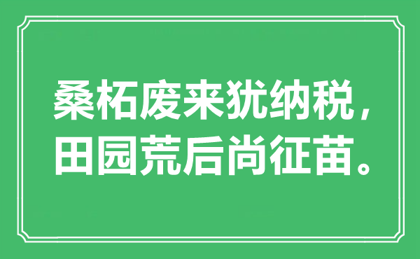 “桑柘废来犹征税，故乡荒后尚征苗。”是甚么意义,来由是那里