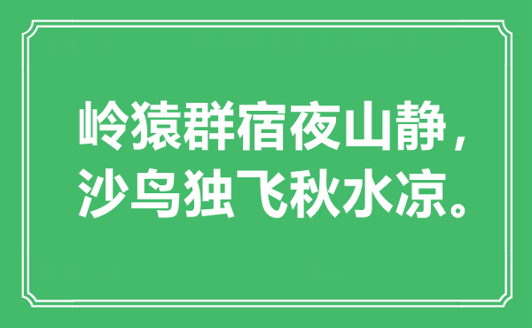“岭猿群宿夜山静，沙鸟独飞秋水凉”是甚么意义,来由是那里