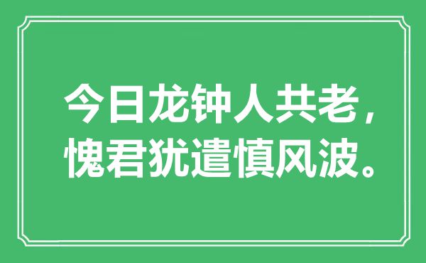 “本日龙钟人共老,愧君犹遣慎风浪”是甚么意义,来由是那里