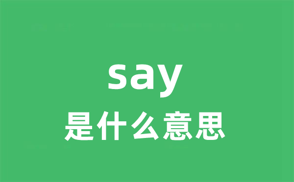 say是甚么意义