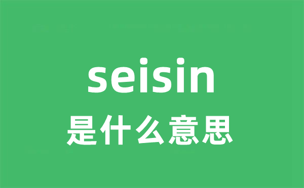 seisin是甚么意义