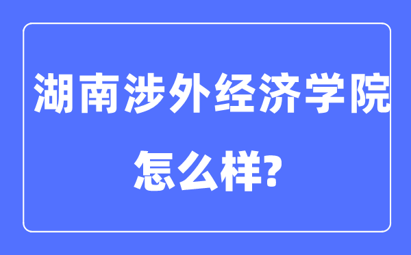 湖南涉外经济学院是几本一本仍是二本,湖南涉外经济学院怎样样？