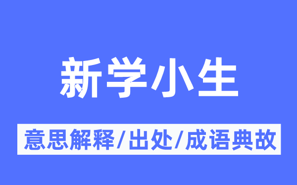 新学小生的意义诠释,新学小生的来由及针言典故
