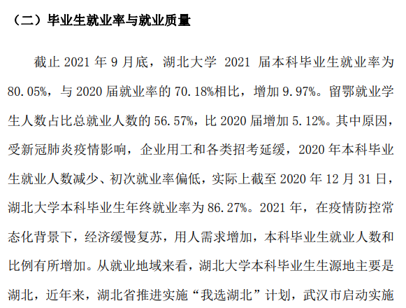 湖北大学失业率及失业远景怎样样,好失业吗？