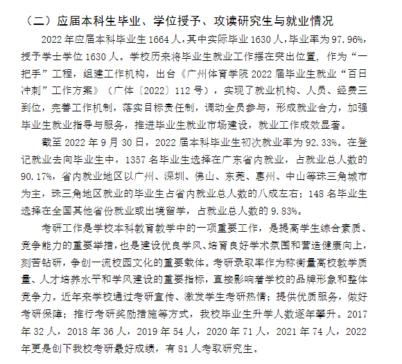 广州体育学院失业率及失业远景怎样样,好失业吗？