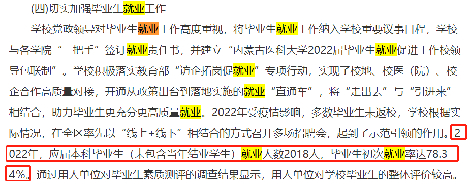 内蒙古医科大学失业率及失业远景怎样样,好失业吗?